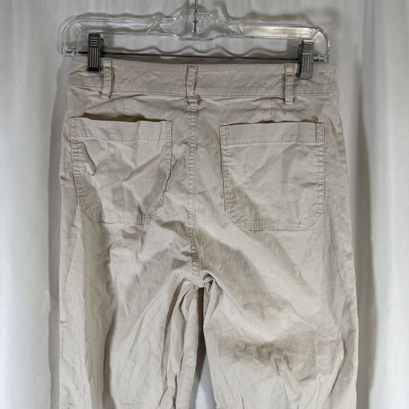 J. Crew Pants Women's 27 Beige Cotton Linen Blend Mid Rise Button Zip - Picture 7 of 8
